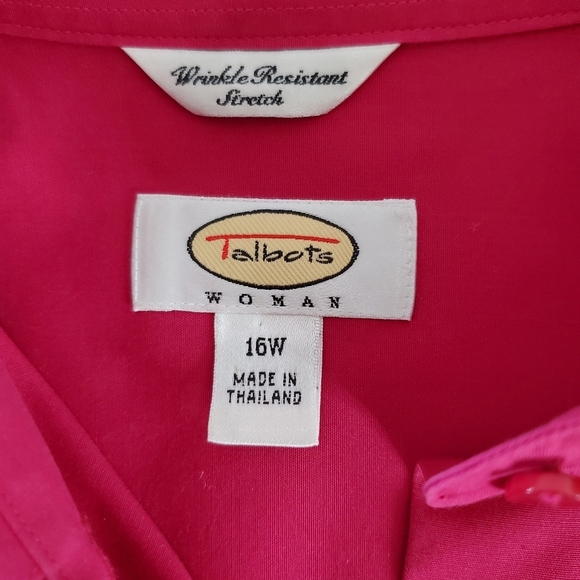 Talbots Woman Wrinkle Resistant Stretch Pink Shirt 16W Long Sleeve Button-up - Picture 11 of 12